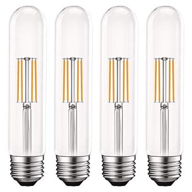 Imagem de Luxrite Lâmpadas de tubo de LED vintage T9 equivalente a 60W, branco quente 2700K, 550 lúmens, lâmpadas tubulares Edison reguláveis 5W, vidro transparente, lâmpada de filamento LED, listado pela UL, base padrão E26 (pacote com 4)