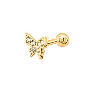 Imagem de Piercing Orelha Tragus Cartilagem Ouro 18k Borboleta Zircônia