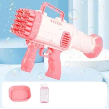 Imagem de Arminha Bolha Sabão Lança Bolinha Sabao Brinquedo Infantil ARMA BAZUCA PISTOLA FAZER BOLHAS AUTOMATICA SOPRO 34 FUROS AUTO VOLUME DE BOLHAS ELETRICA (ROSA)