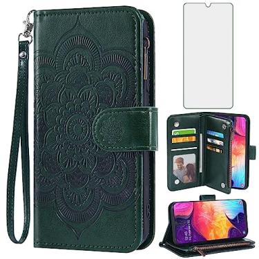 Imagem de Asuwish Capa de telefone para Samsung Galaxy A50 A50S A30S capa carteira com protetor de tela de vidro temperado e flor de couro flip porta-cartão de crédito celular A 50 50S 30S S50 50A SM A505G