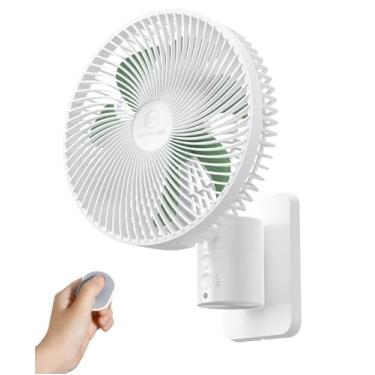 Imagem de Ventilador oscilante pequeno de parede com controle remoto, temporizador, 4 velocidades, inclinação ajustável, ventilador de parede de 8,5 polegadas AC/DC (12V) para trailer, quarto, silencioso