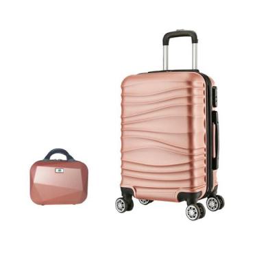 Imagem de Conjunto Mala de Viagem Média e Frasqueira Em ABS Eagle, Rosa