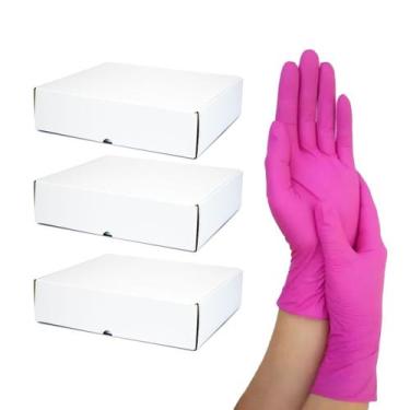 Imagem de Luva Rosa De Procedimento Nitrílica Cx 100 Un Kit 3 - Várias