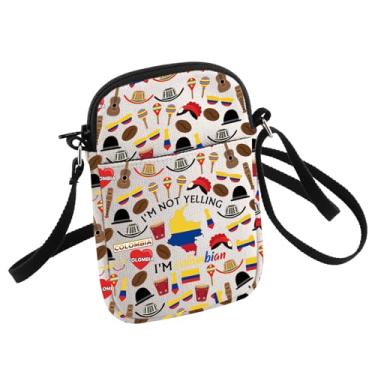 Imagem de HOLLP Bolsa tiracolo com bandeira do mapa da Colômbia Lembranças I'm Not Yelling I'm Colombian Small Sling Bag Presente colombiano, Colombiana