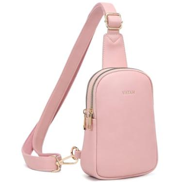 Imagem de VATAN Pequena bolsa tiracolo feminina de couro, pochete transversal, B - Rosa