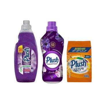 Imagem de Kit Lava Roupas Amaciante Tira Manchas Sabão Plush Sanol