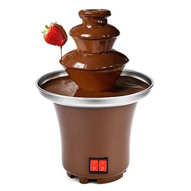Imagem de Três Camadas,Fonte de chocolate doméstico de três camadas,fondue de chocolate para derreter,máquina de lava de chocolate para derreter chocolate,torre de chocolate US 110V