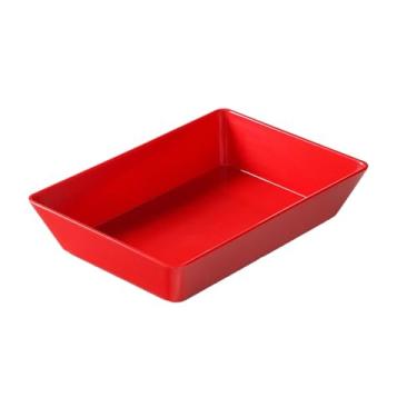 Imagem de Pratos de mesa de alimentos cozidos e refogados, placas retangulares de exibição self-service para barracas - MA-B592 vermelho