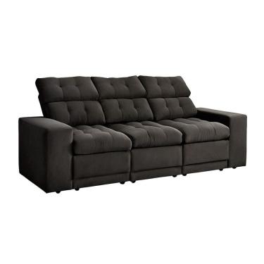 Imagem de Sofá 3 Lugares Retrátil e Reclinável Baden Suede Preto 230 cm