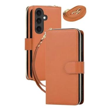 Imagem de HJZSZX Para Samsung A23 (4G 5G) Capa de couro com zíper e carteira para celular, tiracolo, capa flip (para Samsung A23 (4G 5G)/marrom)