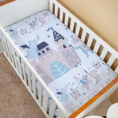 Imagem de Edredom Berço Americano para Bebê Menino Sublimado - Carinha de Anjo, 