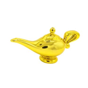 Imagem de IEUDNS Coleção de adereços de ornamento de lâmpada genie, delicada aniversário de desktop decoração de desktop gênio brinquedo leve para festa de halloween, Ouro