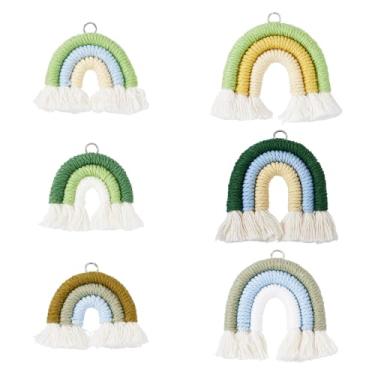 Imagem de Spritewelry Amuletos de borla arco-íris feitos à mão pingentes de borla arco-íris coloridos boêmios macramê pingentes para decoração de bolsa de mão de artesanato DIY