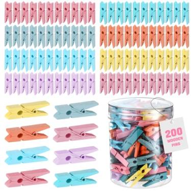 Imagem de Affrolling 200 peças de alfinetes de madeira para roupas de 3,5 cm multiuso coloridos mini prendedores de roupa para fotos, pendurar roupas, artesanato, imagens, projetos artísticos suprimentos para