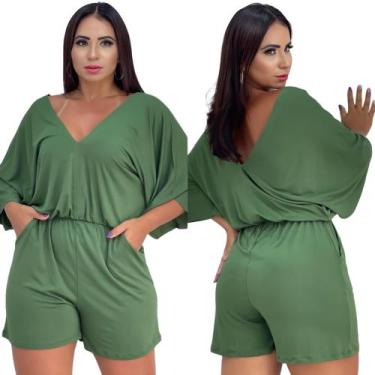 Imagem de Macaquito Manga Curta C/ Bolso Plus Size P/ Gordinhas Verão Tamanho Ún