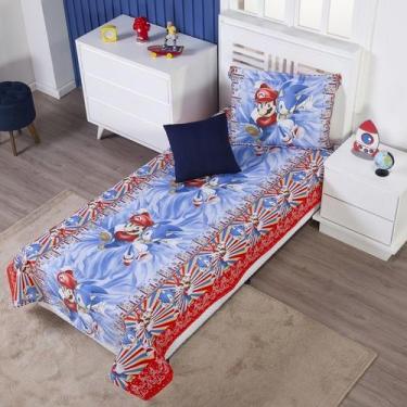 Imagem de Colcha Cobre Leito Infantil Solteiro Menino Menina Personagens + Capa 