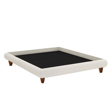 Imagem de Cama Casal Japonesa 156cm Pés Madeira Haru Bouclé Off White - Sallar H