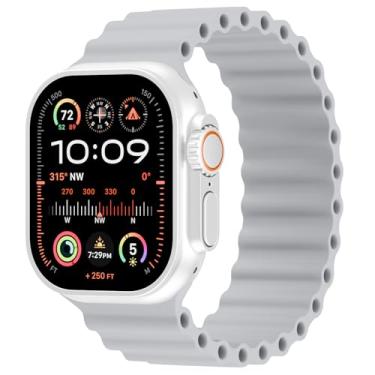 Imagem de Pulseira esportiva oceânica compatível com Apple Watch Ultra 2, séries 10, 9, 8, SE, 7, 6, 5, 4 e 3 de 49 mm, 46 mm, 45 mm, 44 mm, 42 mm, 41 mm, 40 mm, 38 mm, 49 mm, 46 mm, 4 e 3