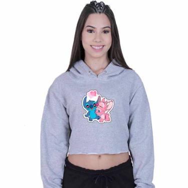 Imagem de Cropped Moletom Feminino Lilo e angel Love - Lafre, Cinza, G