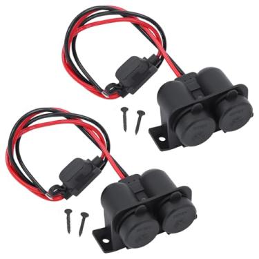Imagem de Tomada de isqueiro DC 12V com fusível de lâmina 15A, divisor de isqueiro fêmea de 2 soquetes, tomada de energia à prova d'água, plugue de cabo para trailer, barco, caminhão, refrigerador, câmera de