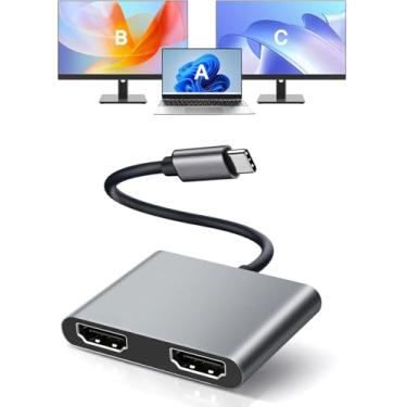 Imagem de Adaptador USB C para HDMI duplo, com 2 estações de ancoragem HDMI 4K @60Hz, divisor tipo C para HD para 2 monitores, adequado para MacBook Air/Pro, Dell, HP, Lenovo, Chromebook, laptops Surface USB