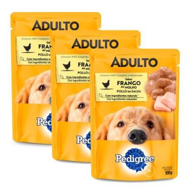 Imagem de Kit 3 Ração Úmida para Cachorro Pedigree Adulto Raças Pequenas Sabor F