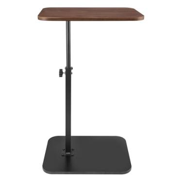 Imagem de Mesa lateral em forma de C, lateral de sofá de altura ajustável para pequenos espaços, lado do braço do sofá para comer, bandeja de TV para sofá, sala de estar e quarto (nogueira)