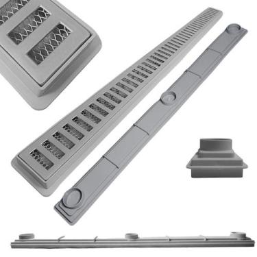 Imagem de Ralo Baixo para Apartamento e Laje 70cm Alumínio Cinza Cocho Raso Cinz