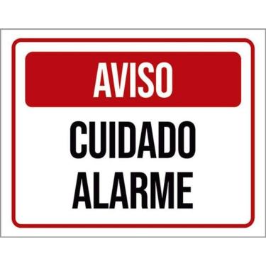 Imagem de Kit 3 Placas Identificação Aviso Cuidado Alarme 36X46
