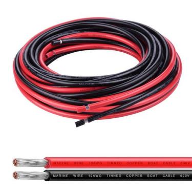 Imagem de Fio elétrico iGreely 10 AWG de cobre estanhado 10m preto e vermelho