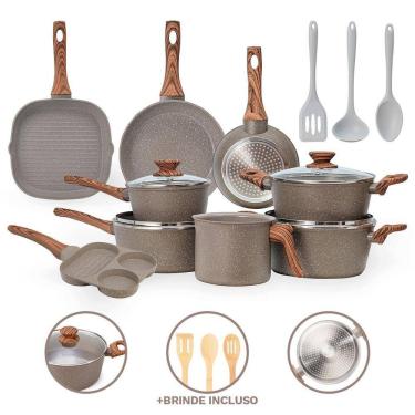 Imagem de Jogo De Panelas 12 Pç Premium Indução Cerâmico - Grafito