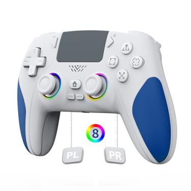 Imagem de IWGAME RGB Wireless Controller for PS-5/PC, Hall Effect Joysticks & Triggers Gamepad with programmable/Remap/Turbo/LED Light Functions,3.5MM Headphone Jack, Dual Vibration(White)