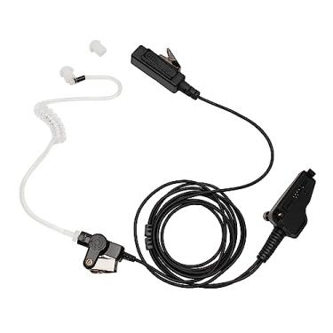 Imagem de Sarcia Fone de ouvido com microfone PTT compatível com Kenwood NX-200 NX-210 NX-3300 TK-3180 NX5200 TK-5210 NX-5300-K2 NX-300 P25 K2 Walkie Talkie Rádio bidirecional 2 fios com tubo acústico, preto