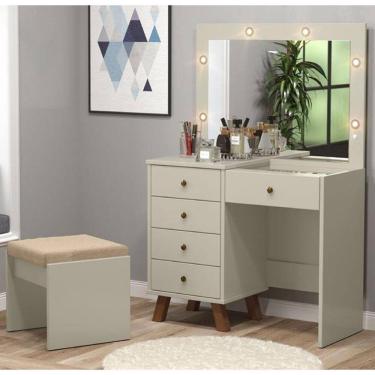 Imagem de Penteadeira Camarim 05 Gavetas Off White com Banqueta - Patrimar