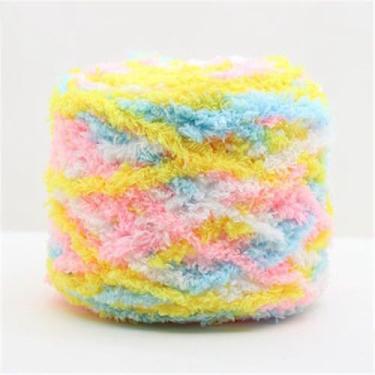 Imagem de 1 novelo macio e fofo para segmento de tricô, fio de poliéster tingido de 8 a 11,5 mm, fios coloridos de tricô à mão para crochê, xale, suéter, cachecol, tecido, bordado, crochê, cerca de 100 g/novelo