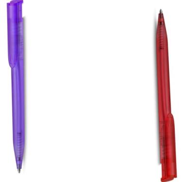 Imagem de Caneta Esferográfica Retrátil com Touch Screen, Azul, Corpo Plástico Cilíndrico, Grip Emborrachado, Ponta Fina 0.7mm, para Escrita em Papel, Moderna (Roxo e Vermelho)