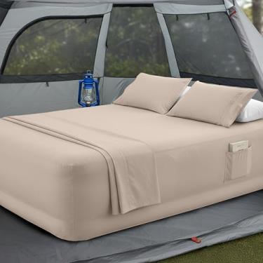Imagem de Mocassi Jogo de lençol de cama com colchão de ar de 4 peças com bolso extra profundo de 40 a 61 cm - Conjunto de lençóis de 4 peças com bolsos inteligentes, ideal para camas de ar, trailers