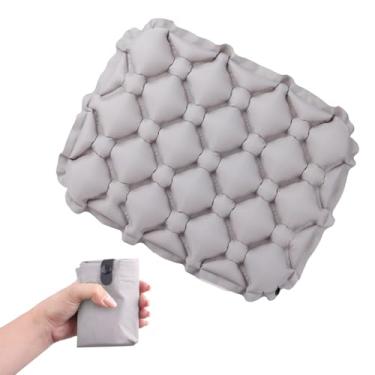 Imagem de YAPJEB Almofada de assento inflável, leve e portátil para acampamento, caminhada, escritório, avião, estádio, impermeável, fácil de inflar, esvaziar com bolsa de armazenamento (cinza)
