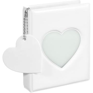 Imagem de Álbum de Fotos Capa de Coração Oco Porta-Cartão Álbum para Coleta de Cartões - 3 polegadas(Branco)