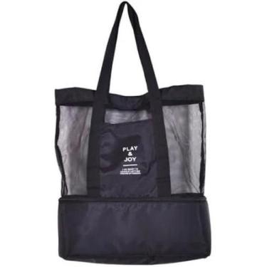 Imagem de Bolsa Praia Com Cooler Embutido Play E Joy Varias Cores, Preto