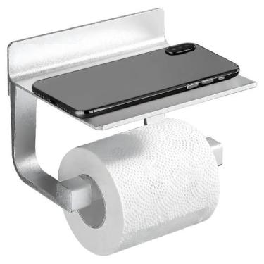Imagem de Suporte Papeleira Porta Papel Higiênico De Parede Com Base Preto Fosco