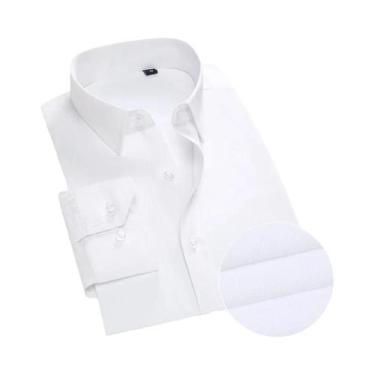 Imagem de Camisa Social Masculina Branca Slim Fit De Manga Longa Com Bolso, Alta