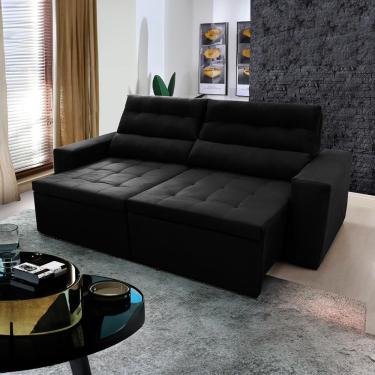 Imagem de Sofá Retrátil Reclinável Arizona 2,30m Suede Velut Preto - King House