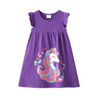 Imagem de Vestido Infantil Roxo Sem Mangas De Algodão Para Meninas, Casual De Ve