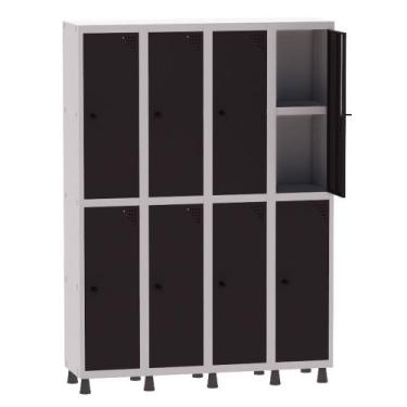 Imagem de Armário Guarda Volume Locker Roupeiro 4 Vãos 08 Portas Com Prateleira 
