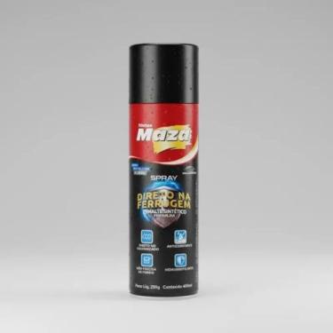 Imagem de Tinta Esmalte Direto Na Ferrugem Maza Spray Preto Brilhante Anticorros