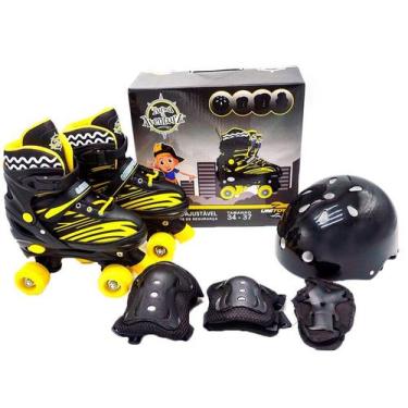 Imagem de Patins 4 Rodas Infantil Unitoys Quad Preto - com Acessórios, 34-37