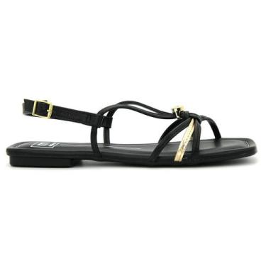 Imagem de Sandalia Feminina Moleca Original Rasteirinha Baixa 147, 35, Preto