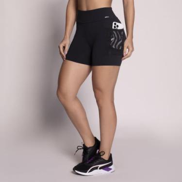 Imagem de Shorts Fitness Feminino Academia Bolso Lateral Selene 24656, Preto, M
