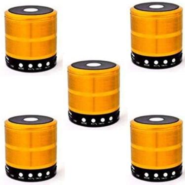 Imagem de Kit 5 Mini Caixa De Som Portátil Bluetooth Mp3 Ws-887Dourada